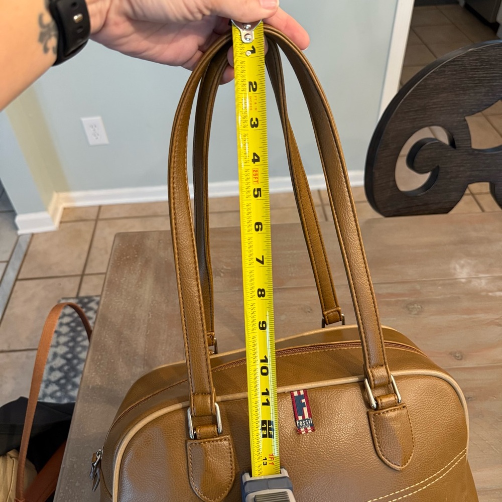 Vintage Fossil Y2K yellow /Brown shoulder strap bag Leather - Picture 10 of 16